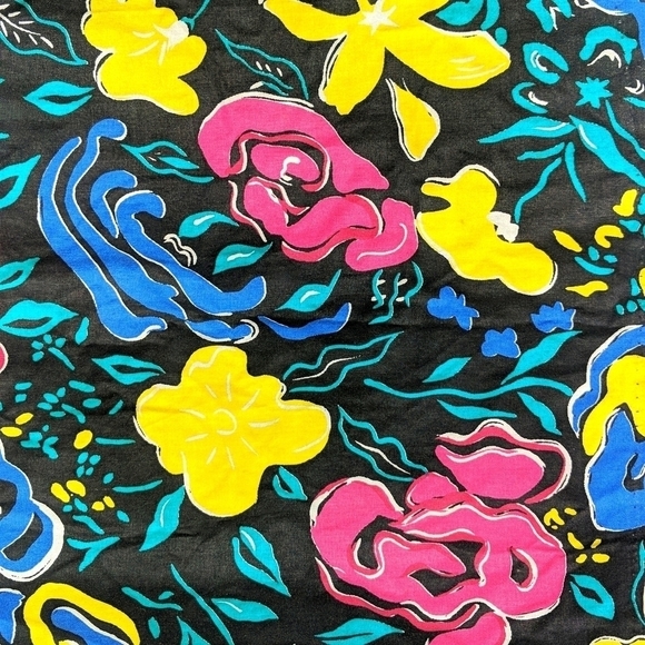 No Excuses 80's Vintage Abstract Neon Floral High Rise A-line Mini Skirt Black 3 - Picture 7 of 12